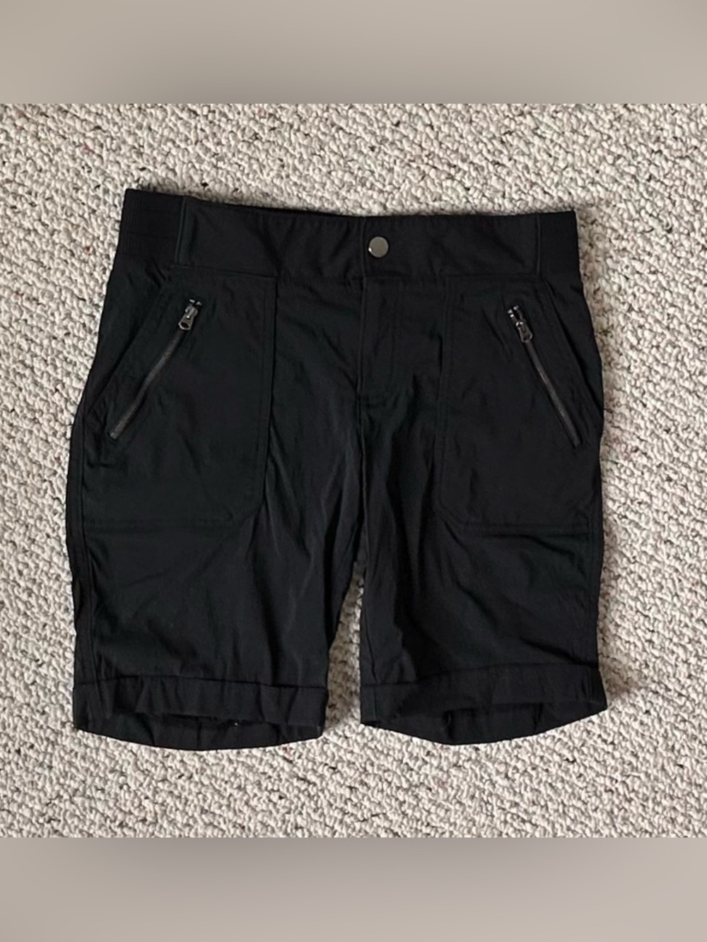 Athleta Black Mid-Length Zip-Pocket Bermudas